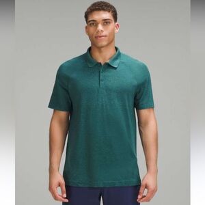 LULULEMON athletica Men Polo Shirt Green M Metal Vent Tech Medium